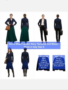 Harris Wharf London Navy Textured Knit Blazer Made in Italy Size S